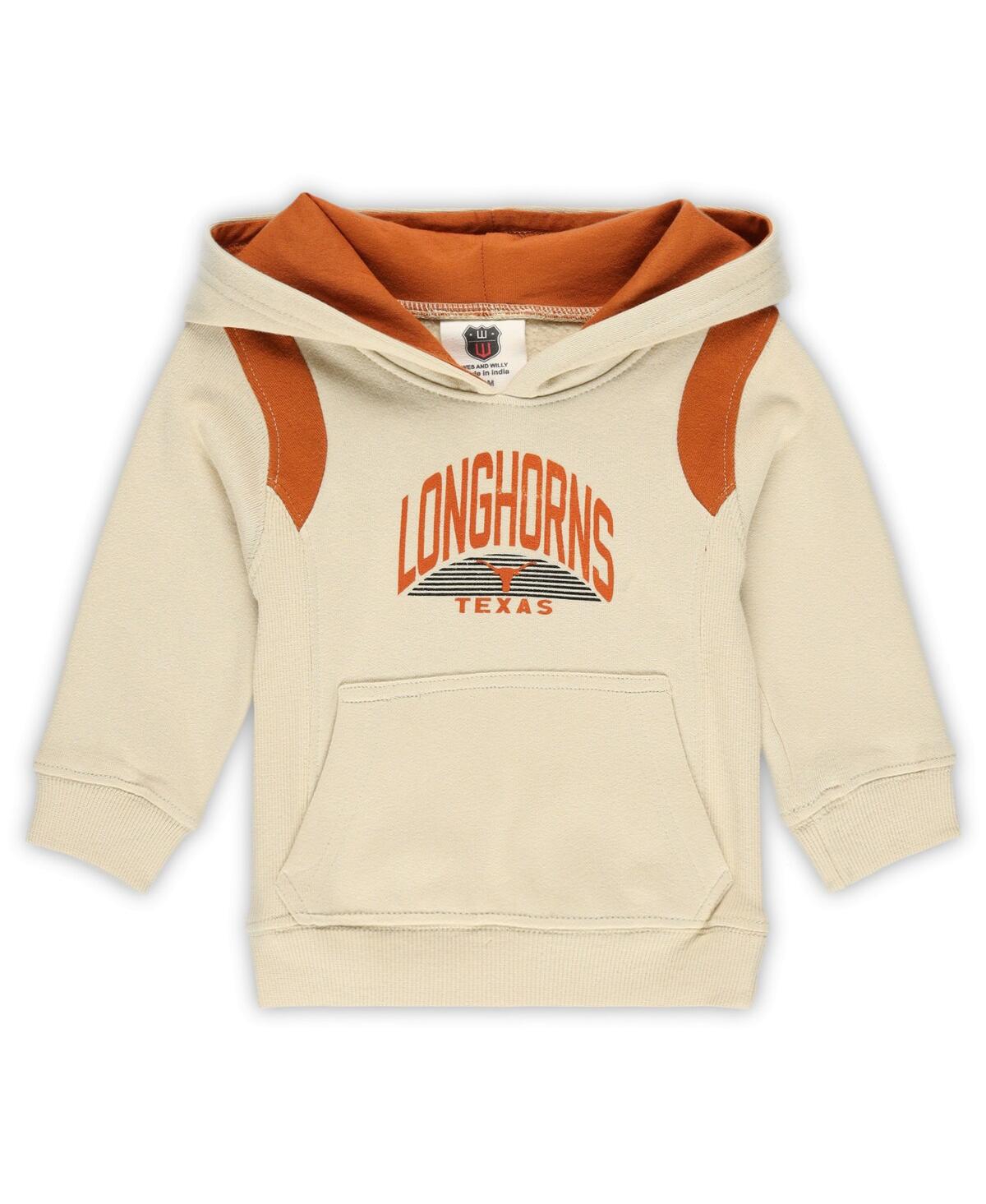 Wes & Willy Baby Boys And Girls 2-piece Texas Longhorns Color Block Pullover Hoodie And Sweatpants Set In Brown