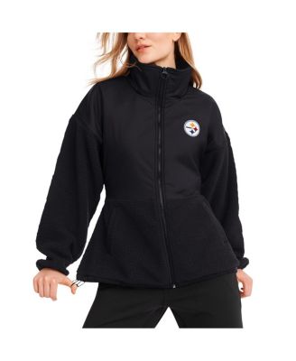 DKNY - Women's Black Pittsburgh Steelers Drew Mixed Media Full-Zip Jacket