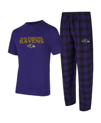 Concepts Sport - Men's Purple/Black Baltimore Ravens Avondale T-shirt and Flannel Pants Set