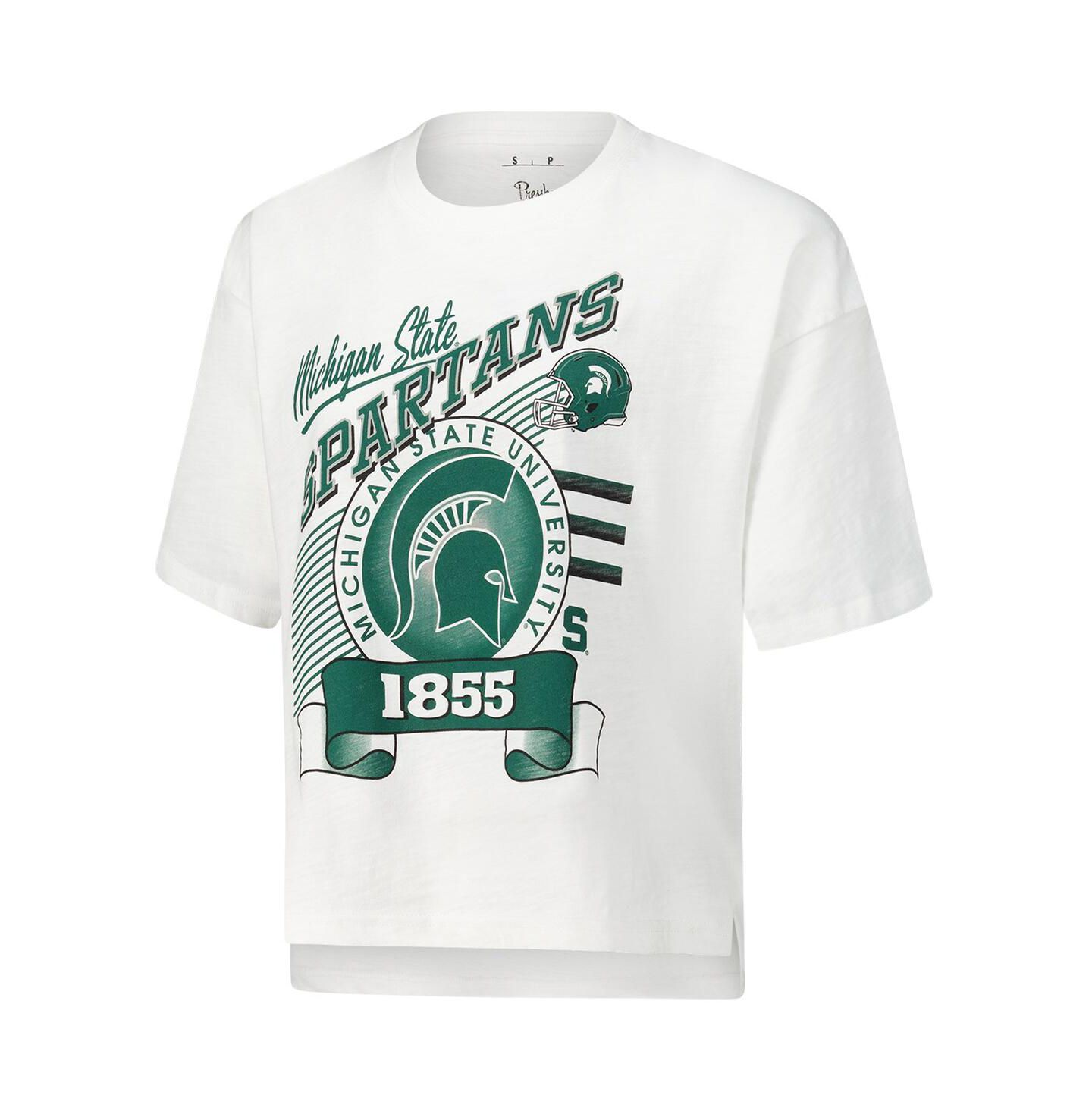 Женская футболка Pressbox White Michigan State Spartans Rock Roll Slub — фото 2