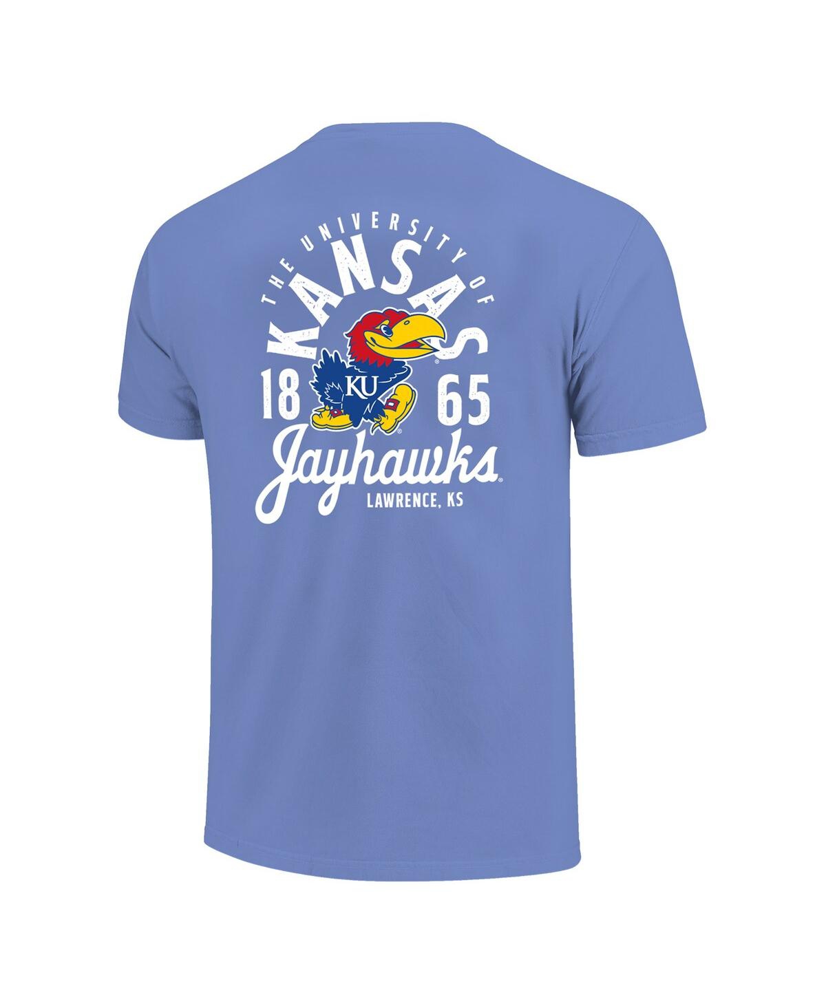 Image One Big Boys And Girls Royal Kansas Jayhawks Comfort Colors Mascot Overlay T-shirt In Blue