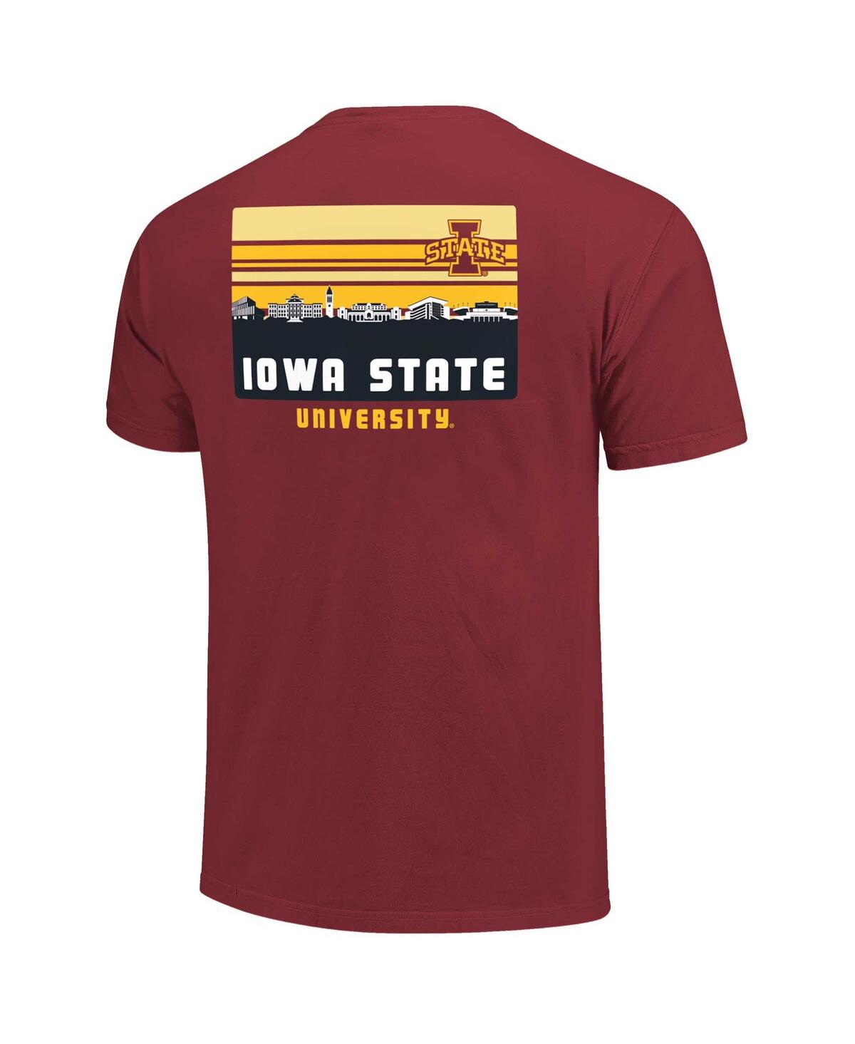 Image One Men's Cardinal Iowa State Cyclones Striped Campus Skyline T-shirt In Red