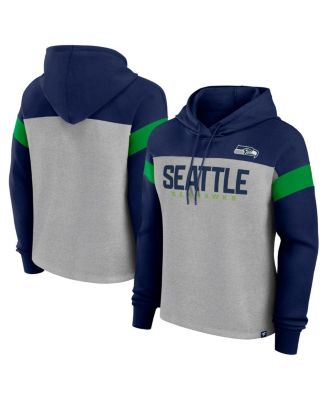 Fanatics - Women's Heather Gray/College Navy Seattle Seahawks Bold Play Call Pullover Hoodie