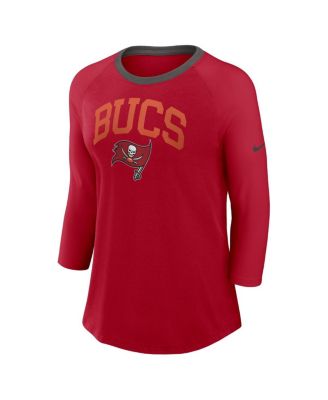 Women's Red Tampa Bay Buccaneers Raglan 3/4 Sleeve T-Shirt