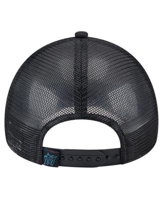 Toddler White/Black Miami Marlins Painted A-Frame 9FORTY Trucker Adjustable Hat