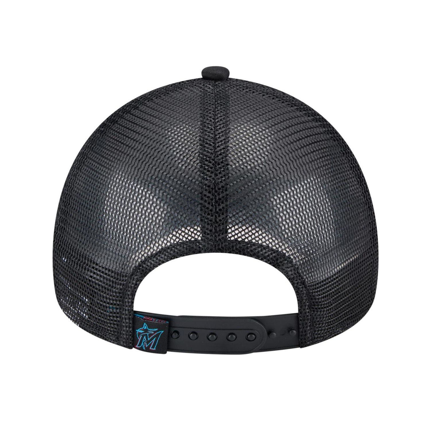 Toddler White/Black Miami Marlins Painted A-Frame 9FORTY Trucker Adjustable Hat