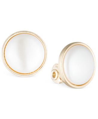 Anne Klein - Gold-Tone Bezel-Set Stone Clip-On Earrings
