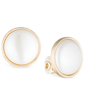image of Anne Klein Gold-Tone Bezel-Set Stone E-z Comfort Clip-On Earrings