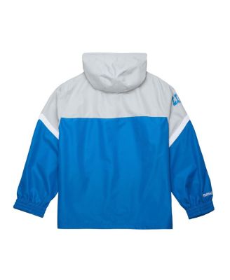 Men's Silver/Blue Detroit Lions Tie Breaker Vintage Logo Lightweight Anorak Half-Zip Windbreaker Jacket