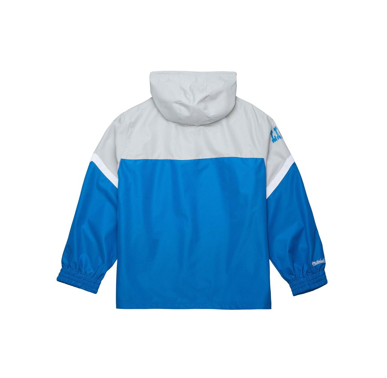 Men's Silver/Blue Detroit Lions Tie Breaker Vintage Logo Lightweight Anorak Half-Zip Windbreaker Jacket