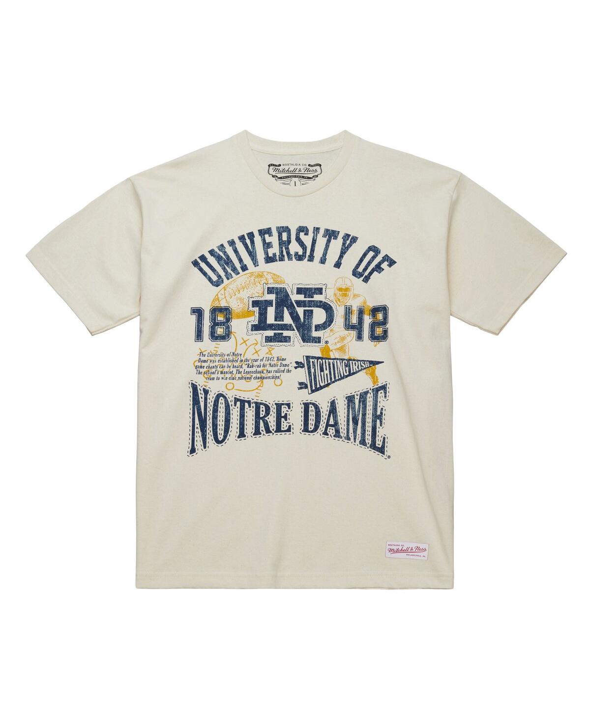 Mitchell & Ness Men's Cream Notre Dame Fighting Irish Heritage Scholar T-shirt In Neutral