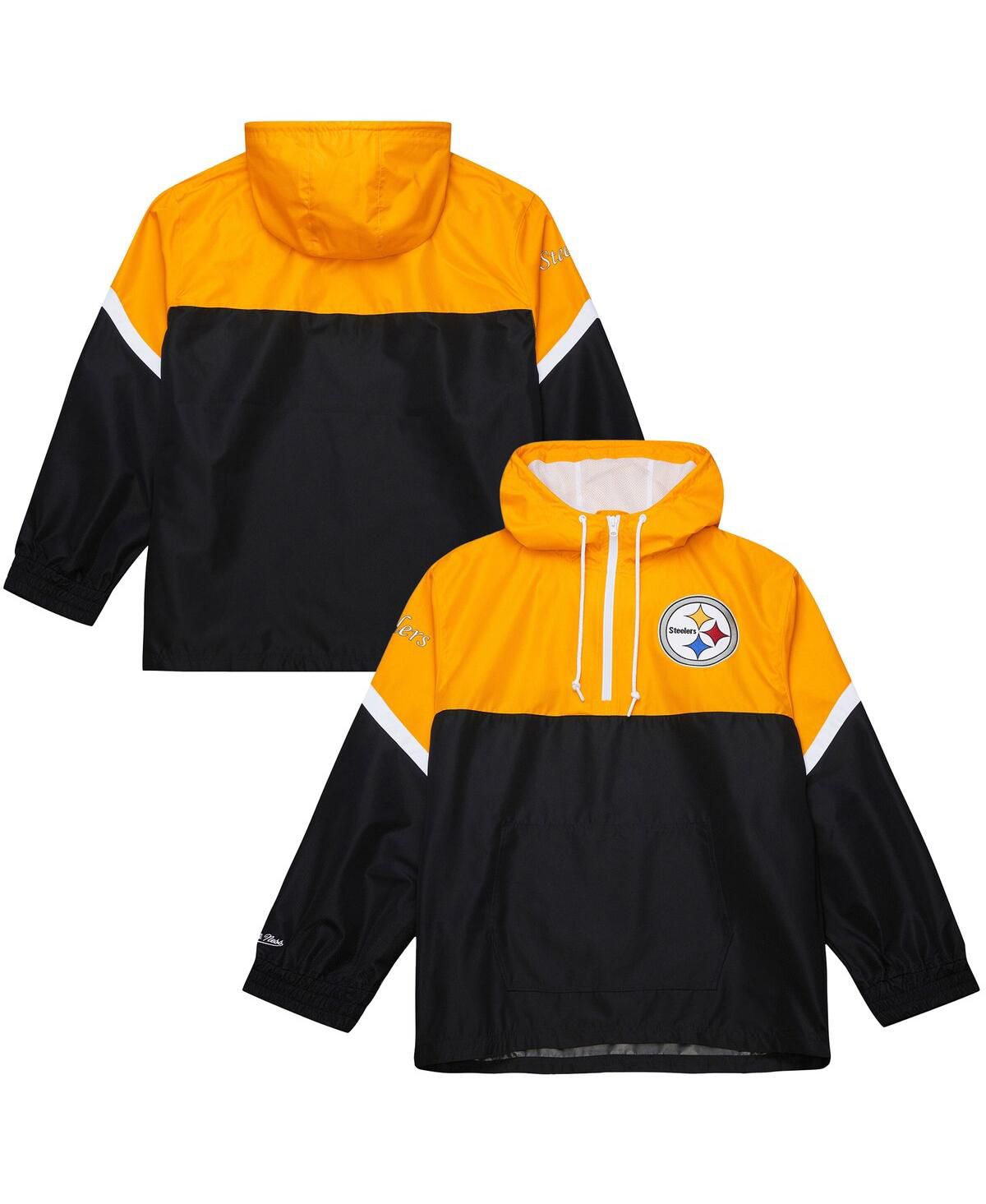 Мужская легкая ветровка-анорак с винтажным логотипом Pittsburgh Steelers Tie Breaker золотисто-черного цвета, застегивающаяся наполовину на молнию