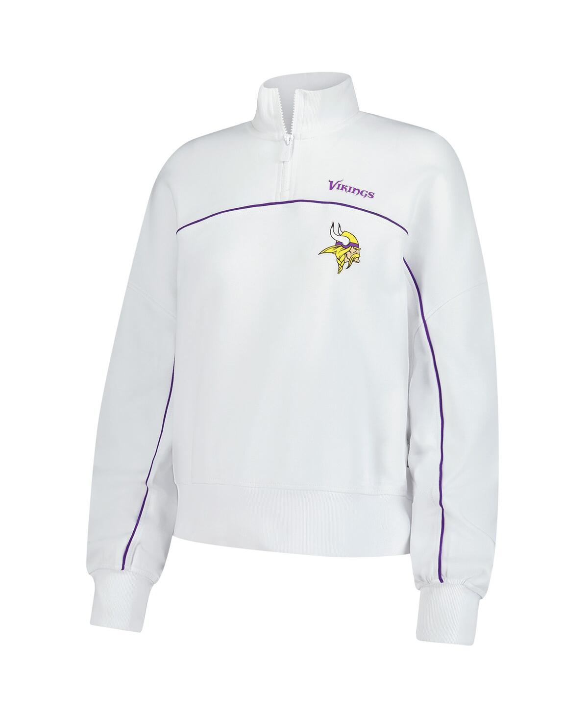 New Era Women's White Minnesota Vikings Functional Fandom Quarter-zip Sweatshirt In White