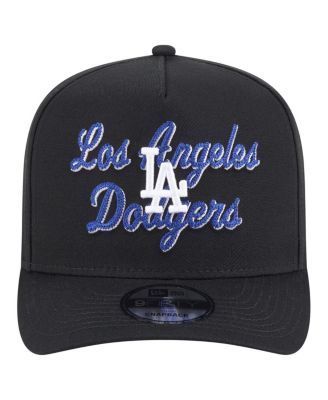 Men's Black Los Angeles Dodgers Chainstitch 9FIFTY A-Frame Snapback Hat