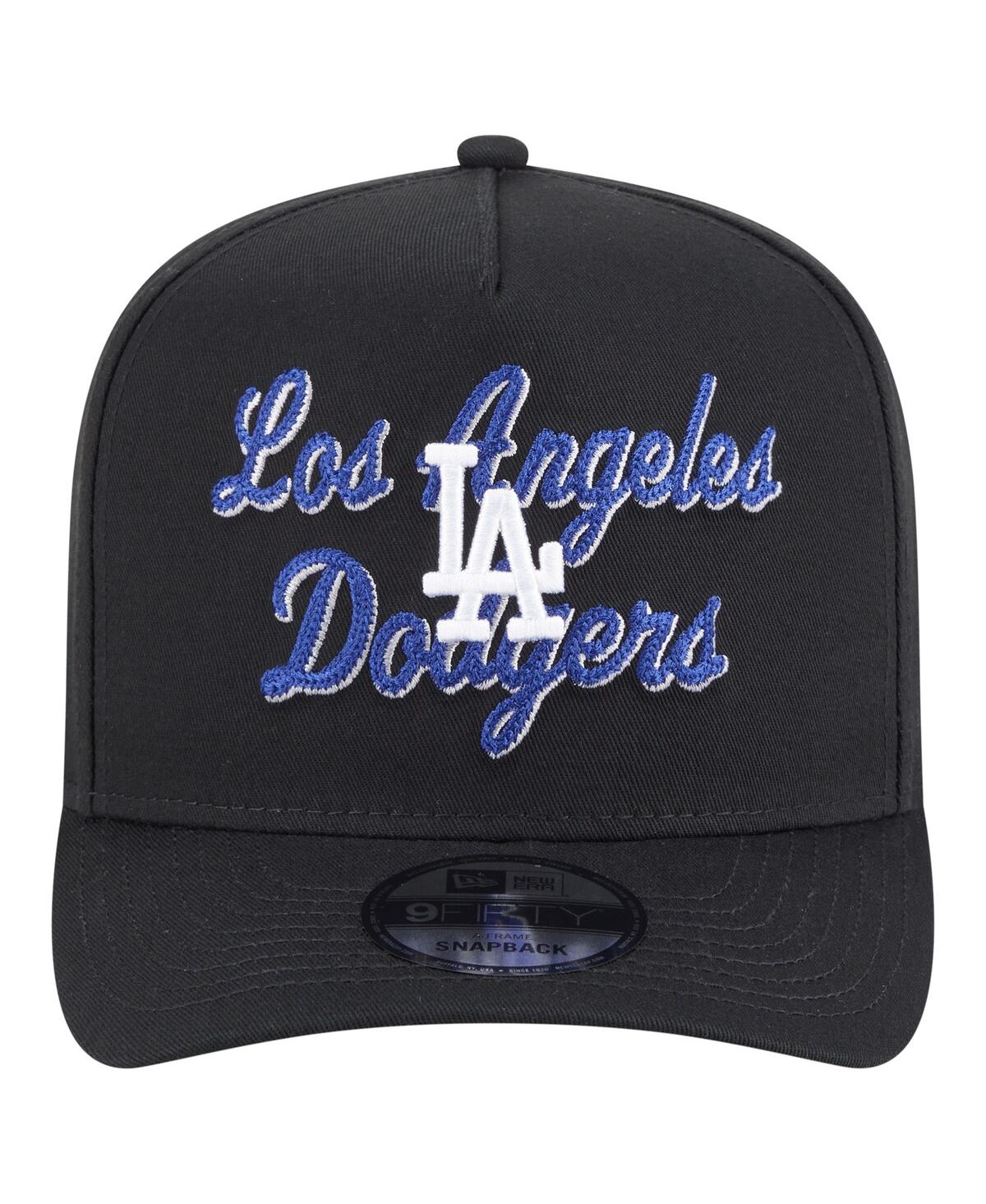 New Era Men's Black Los Angeles Dodgers Chainstitch 9fifty A-frame Snapback Hat In Black