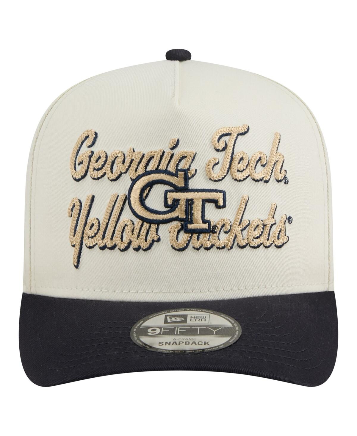 New Era Men's Cream/navy Georgia Tech Yellow Jackets Vintage Chainstitch 9fifty A-frame Snapback Hat In Black