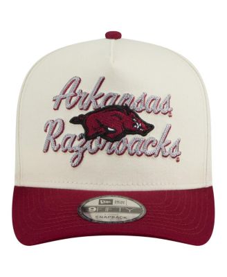 Men's Cream/Cardinal Arkansas Razorbacks Vintage Chainstitch 9FIFTY A-Frame Snapback Hat