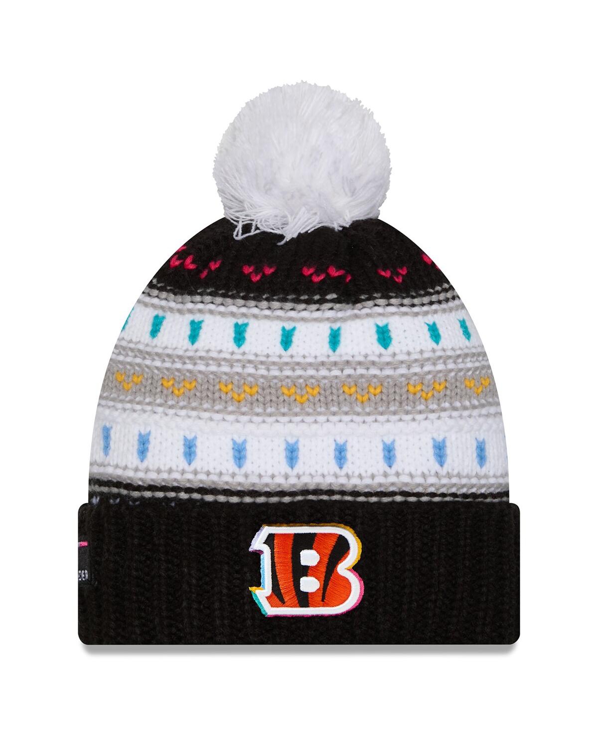 New Era Women's Black Cincinnati Bengals 2025 Nfl Crucial Catch Cuffed Knit with Pom Hat