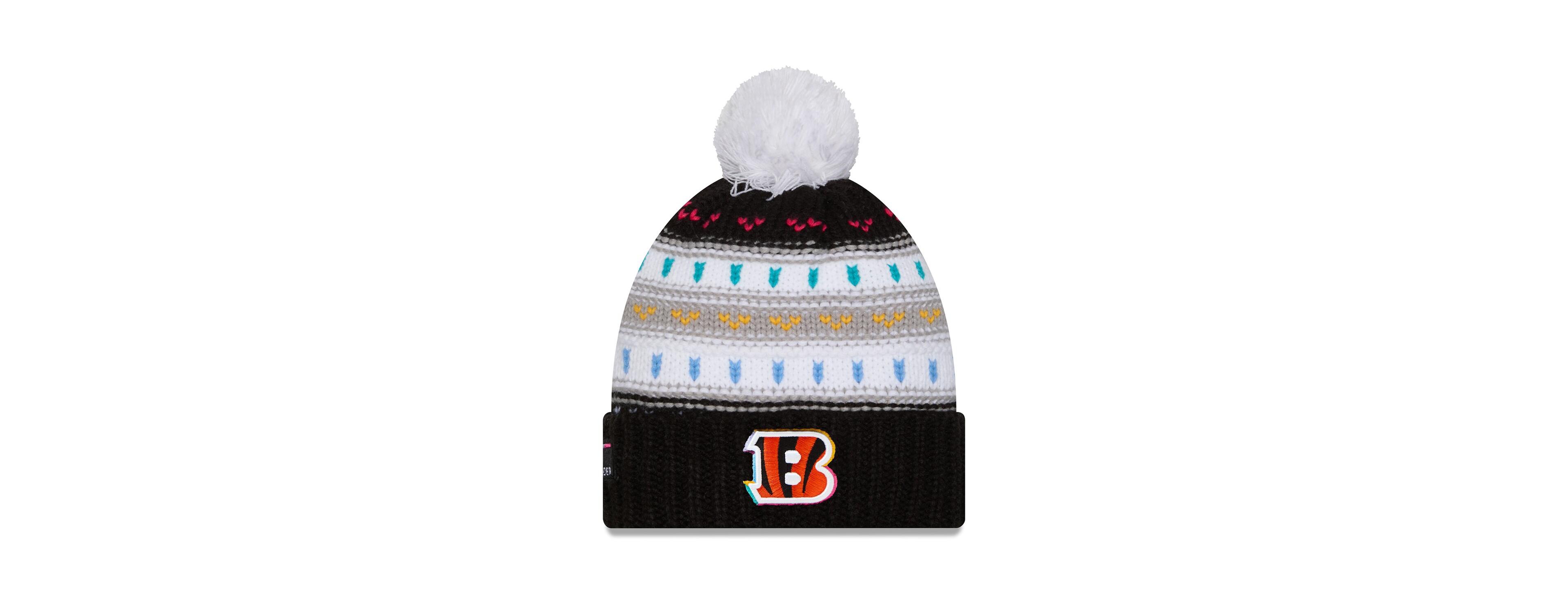 New Era Women's Black Cincinnati Bengals 2025 Nfl Crucial Catch Cuffed Knit with Pom Hat