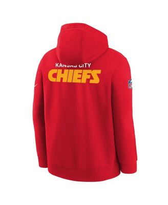 Big Boys and Girls Red Kansas City Chiefs Sideline Club Fleece Hoodie