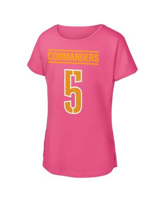 Big Girls Jayden Daniels Pink Washington Commanders Player Name Number T-Shirt