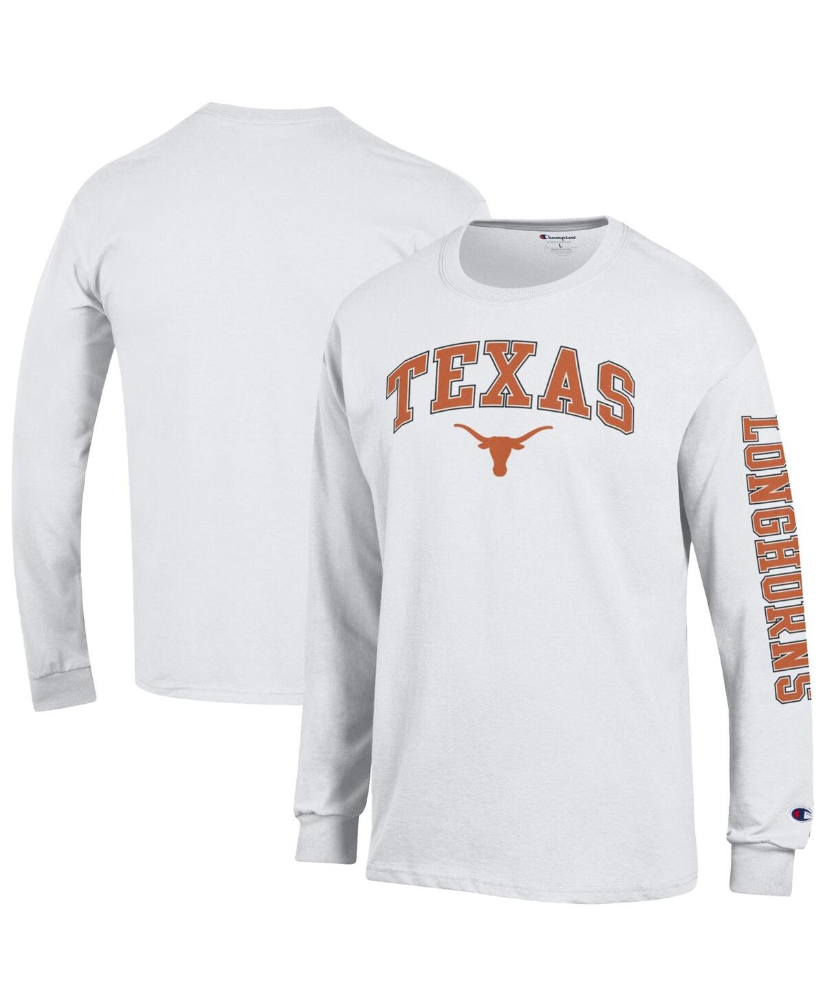 Champion Men's Texas Orange Texas Longhorns Arch Over Logo 2-Hit Long Sleeve T-Shirt - White