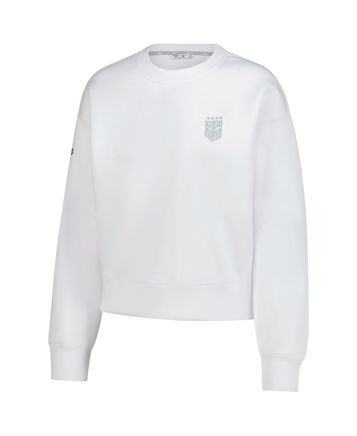 Levelwear Women'sâ White Uswnt Luxe Sponge Tri-blend Pullover Sweatshirt In White