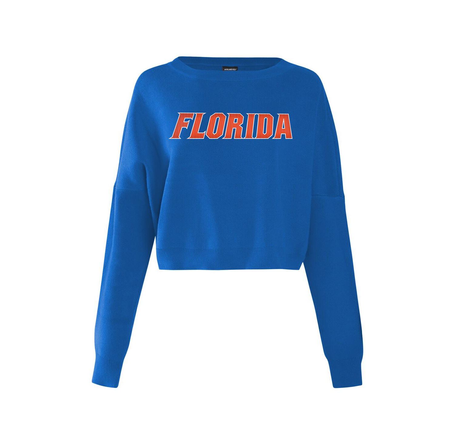 Women's Royal Florida Gators Oversized Cropped Ivy Knit Pullover Sweater