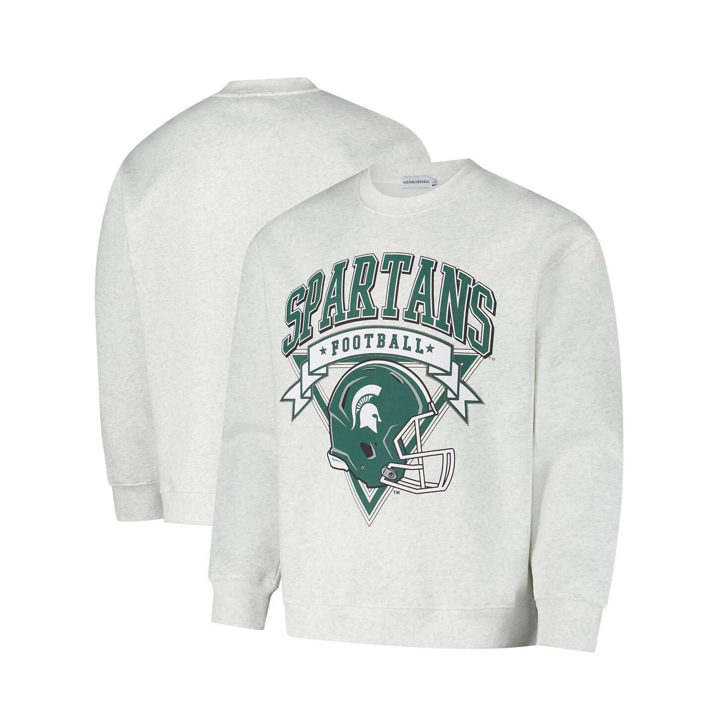 Толстовка Established & Co. Ash Michigan State Spartans Vintage Crest Pullover — фото 1