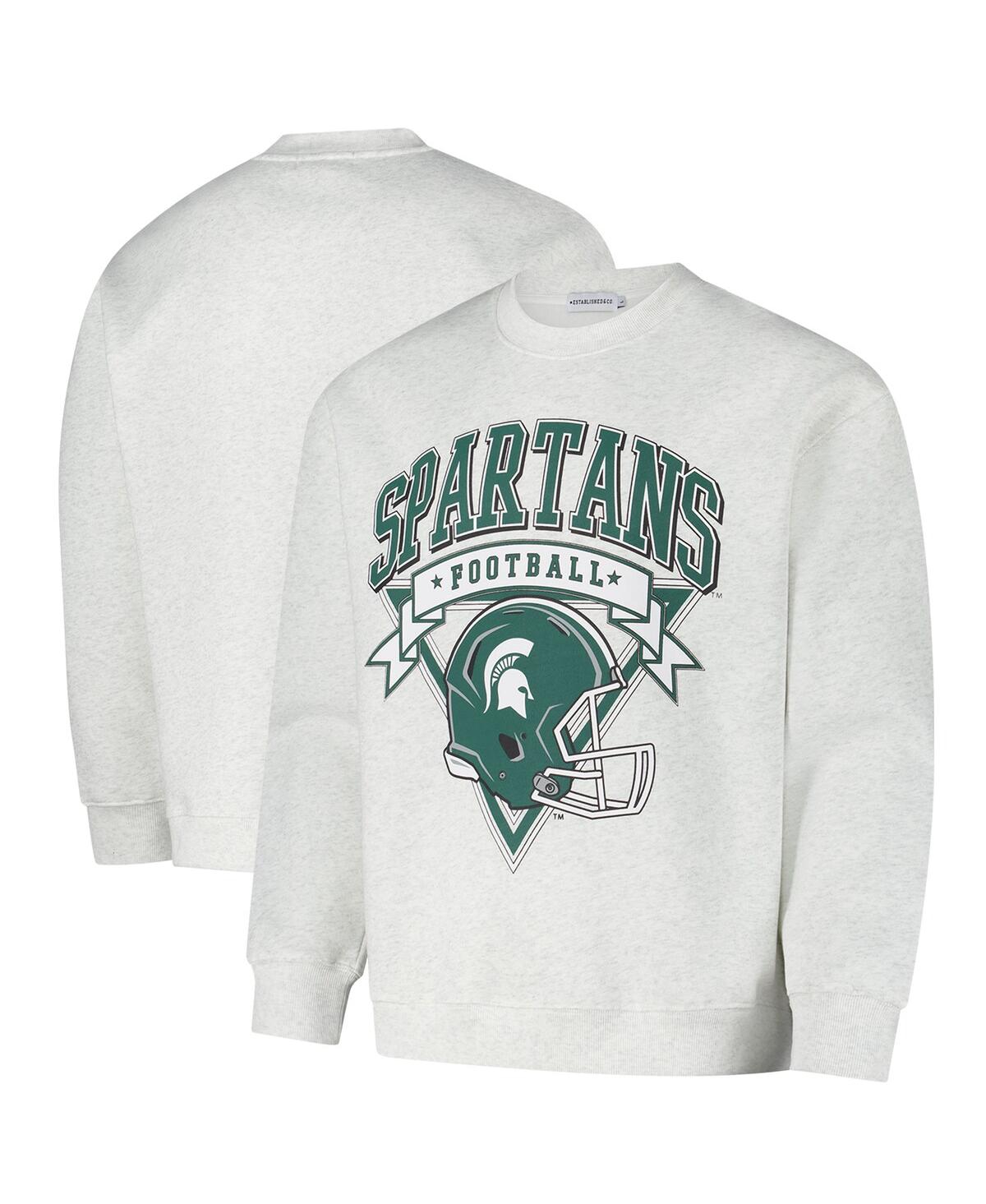 Established & Co. Men's And Women's Ash Michigan State Spartans Vintage Crest Pullover Sweatshirt In Gray
