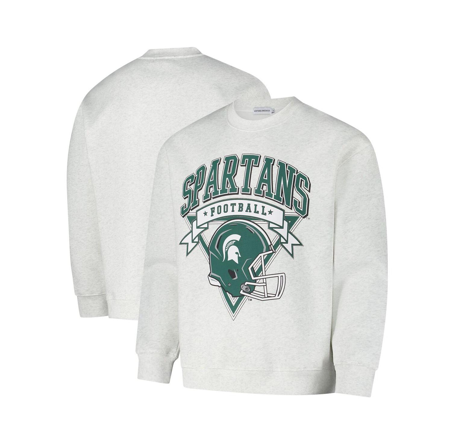 Men's and Women's Ash Michigan State Spartans Vintage Crest Pullover Sweatshirt