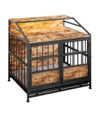 Wooden Dog Crate Furniture with Storage - Brown