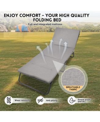 Folding Camping Cot - Adjustable Heavy Duty with Carry Bag