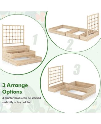 44'' x 45'' x 56'' 3-Tier Raised Garden Bed w/ Lattice Trellis Open-Ended Base