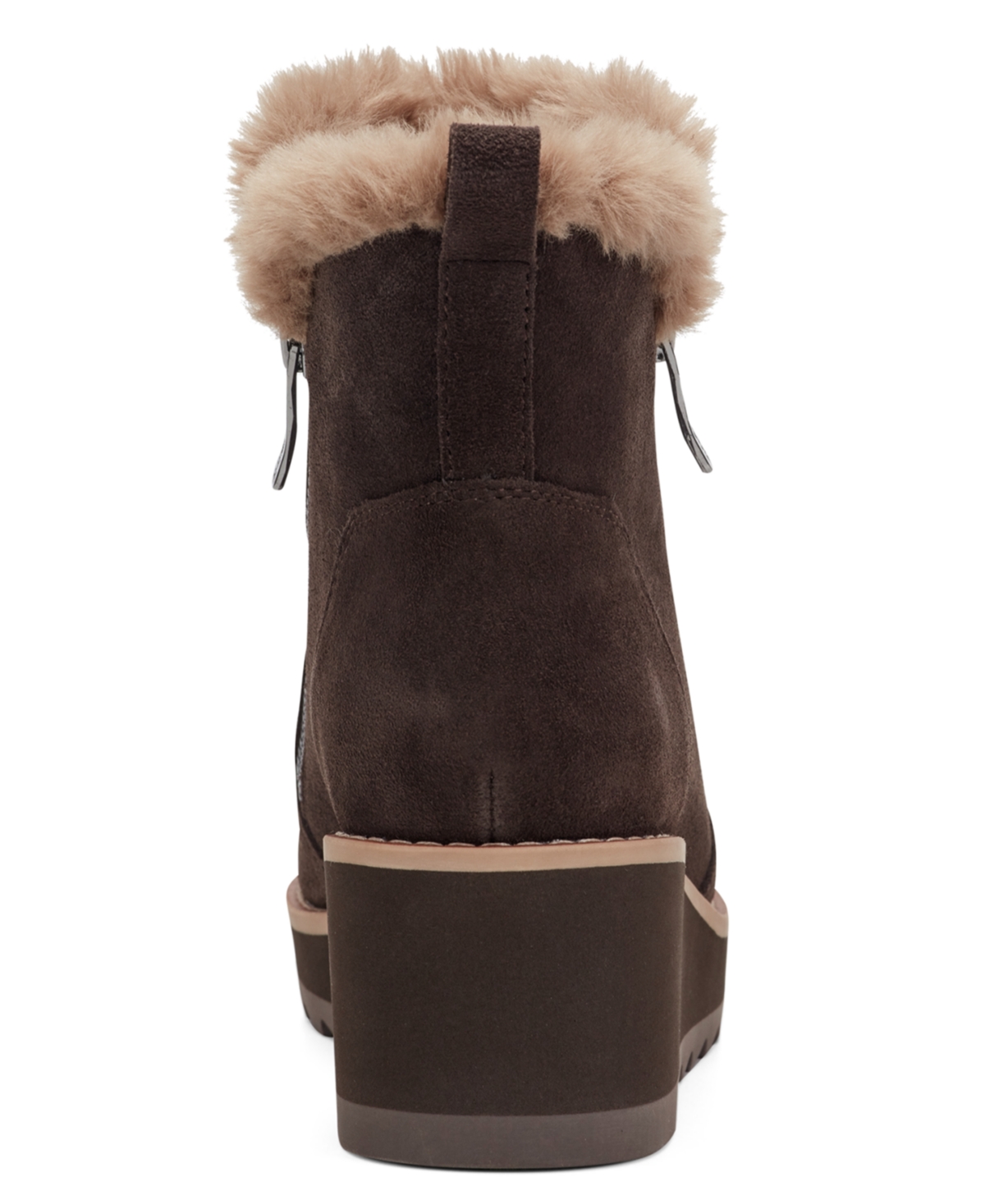 Easy Spirit Jane Faux Fur Lined Wedge Bootie In Brown