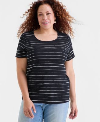 Plus Size Printed Scoop-Neck Short-Sleeve T-Shirt, Macy's Exclusive