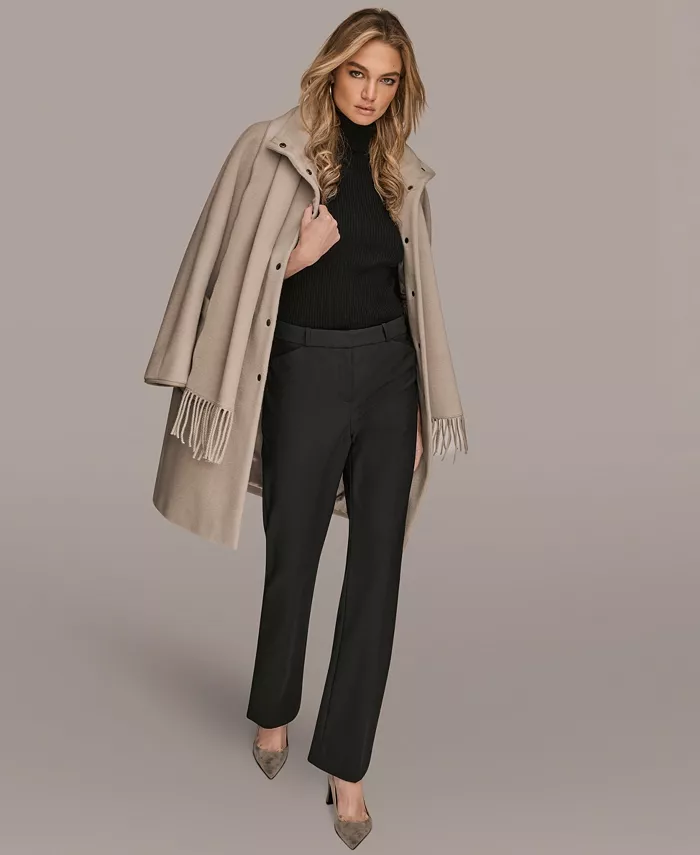 Women's Snap Button Scarf Coat - thumbnail 8