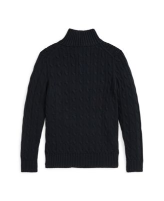 Big Boys Cable-Knit Cotton Quarter-Zip Sweater