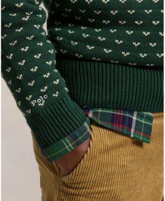 Boys' 8-20 Reindeer-Intarsia Long Sleeve Sweater