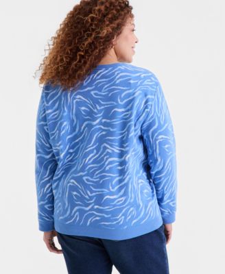 Plus Size Zebra Brush Crewneck Sweatshirt, Macy's Exclusive