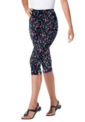 Women's Within Stretch-Cotton Knit Pull-On Printed Capri Leggings