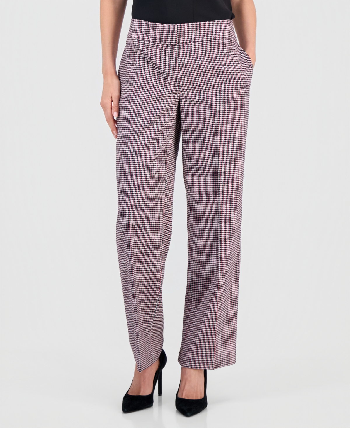 Kasper Women's Houndstooth Wide-Leg Pants
