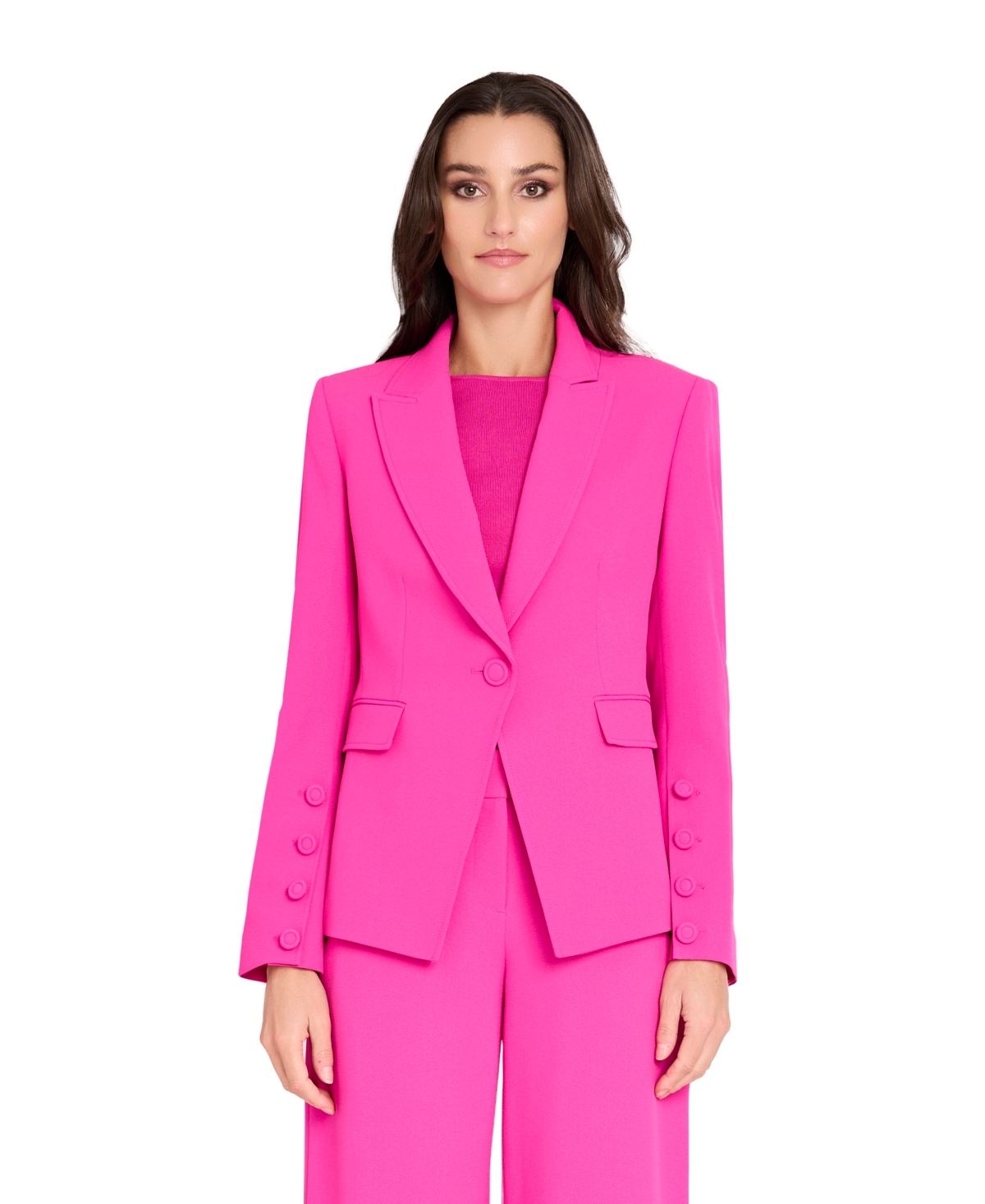 Tahari Asl Petite Cutaway-hem Blazer In Pink