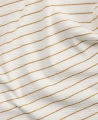 Women's Knit Long-Sleeve Funnel-Neck Lurex Striped Top, Macy's Exclusive