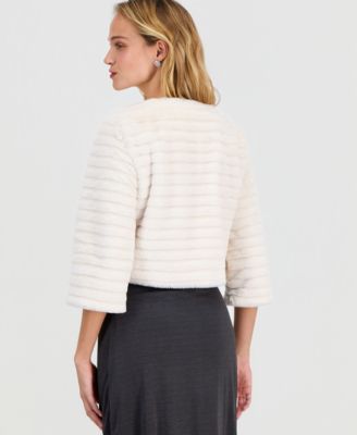 Women's 3/4-Sleeve Faux-Fur Jacket