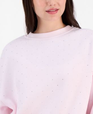 Juniors' Rhinestone Embellished Sweatshirt
