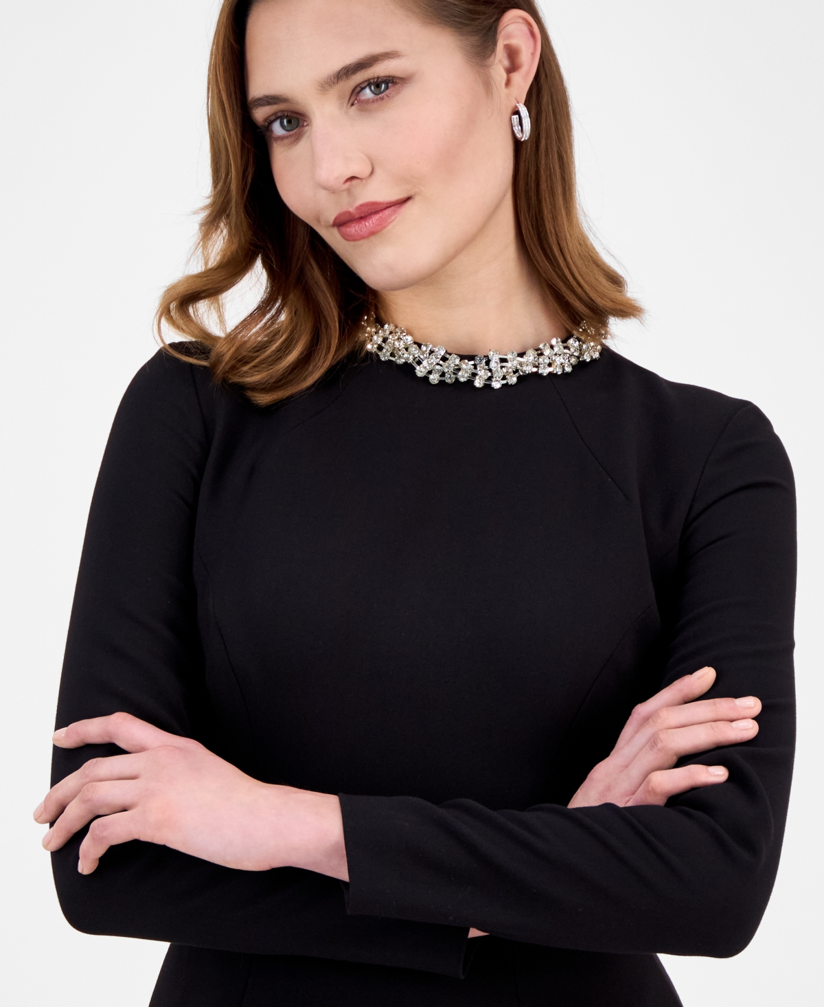 Bardot Delphi Embellished Long Sleeve Minidress In Black