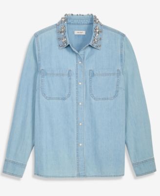 Women's Embellished Collar Denim Shirt, Macy's Exclusive