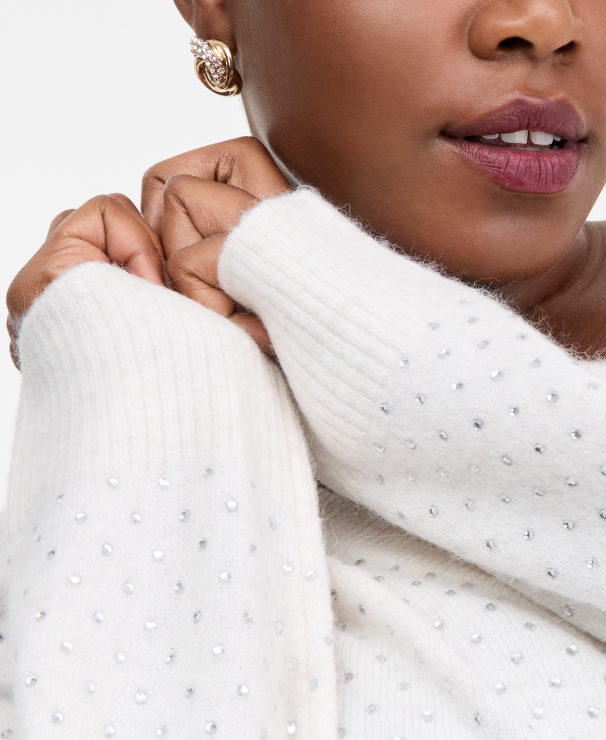 I.n.c. International Concepts Plus Embellished V-Neck Sweater, Macy's Exclusive