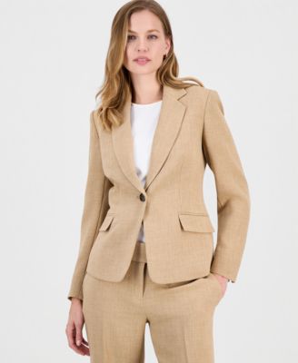 Women's Notched Collar One-Button Blazer, Regular & Petite